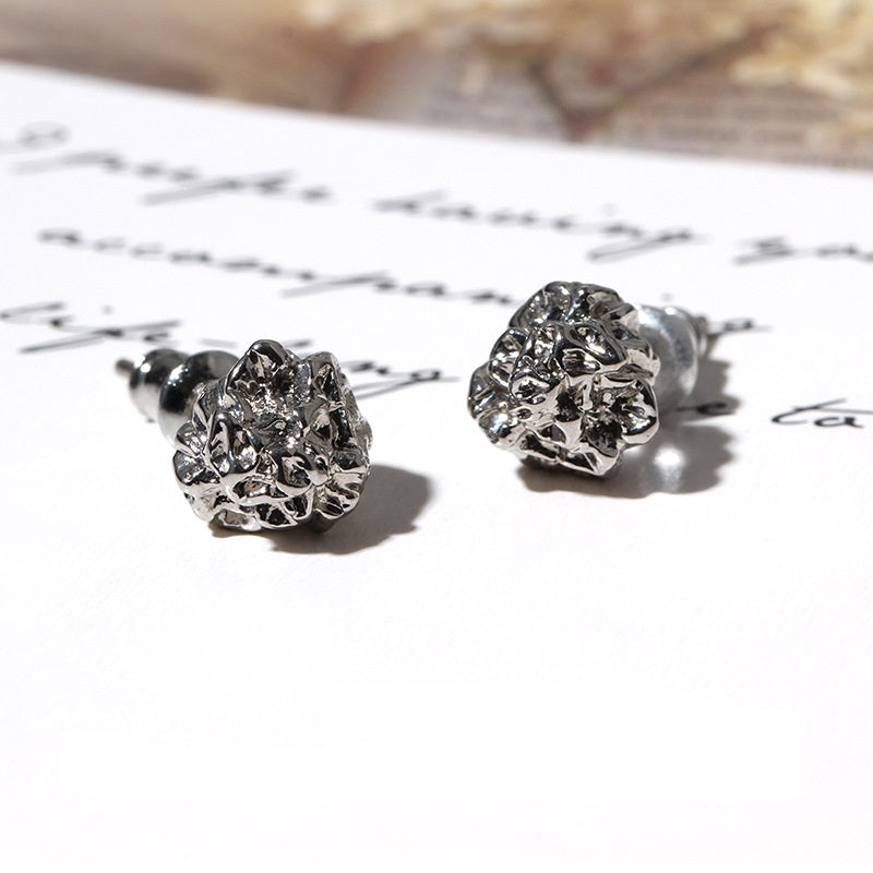 Gold Nugget Hammered Meteorite Stud Earrings For Men nugget earrings